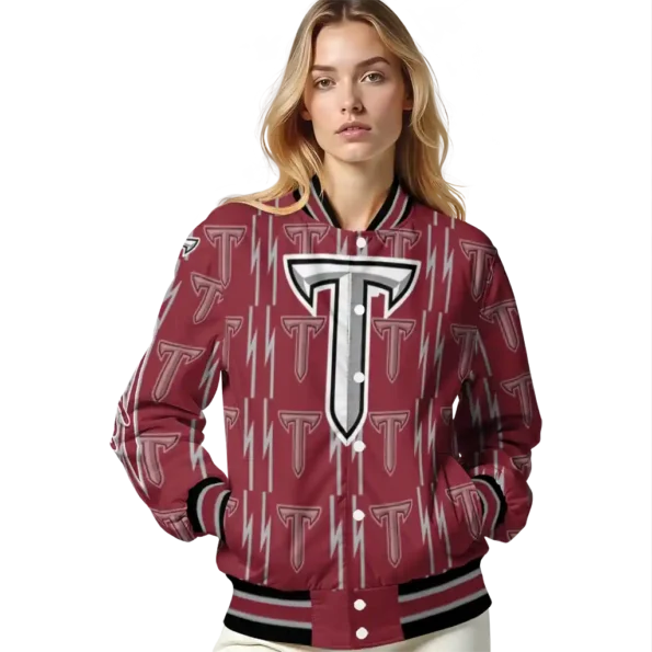 custom troy trojans bolt stripe red varsity jacket latest model.webp
