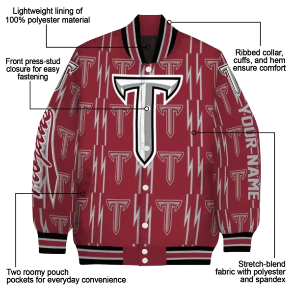 custom troy trojans bolt stripe red varsity jacket new arrival.webp
