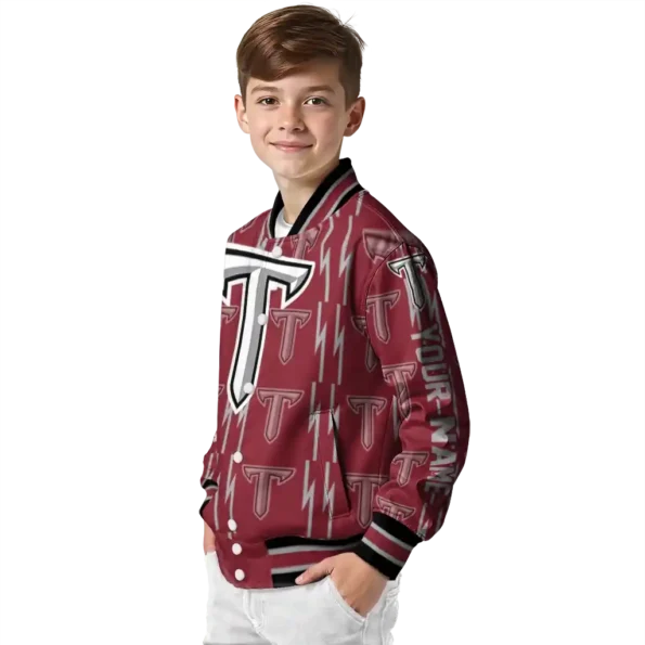 custom troy trojans bolt stripe red varsity jacket trendy.webp