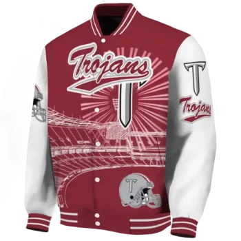 custom troy trojans ferris arena red white varsity jacket best selling.webp