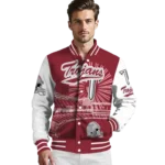 custom troy trojans ferris arena red white varsity jacket best selling.webp
