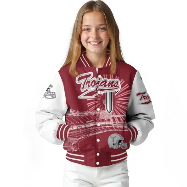 custom troy trojans ferris arena red white varsity jacket top rated.webp