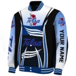 custom tulsa golden hurricane mesh effect blue black varsity jacket best selling.webp