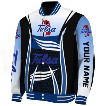 custom tulsa golden hurricane mesh effect blue black varsity jacket best selling.webp
