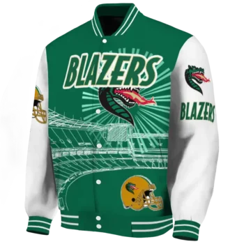 custom uab blazers ferris arena green white varsity jacket best selling.webp