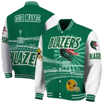 custom uab blazers ferris arena green white varsity jacket fashion forward.webp