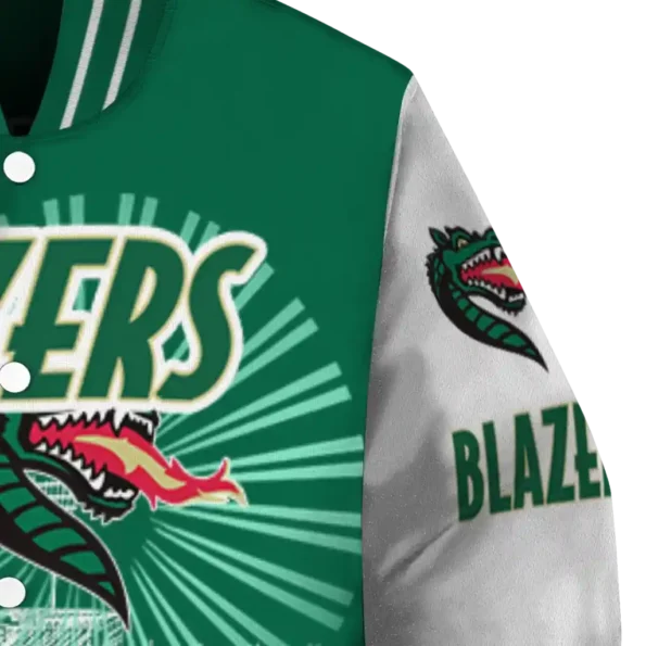 custom uab blazers ferris arena green white varsity jacket premium grade.webp