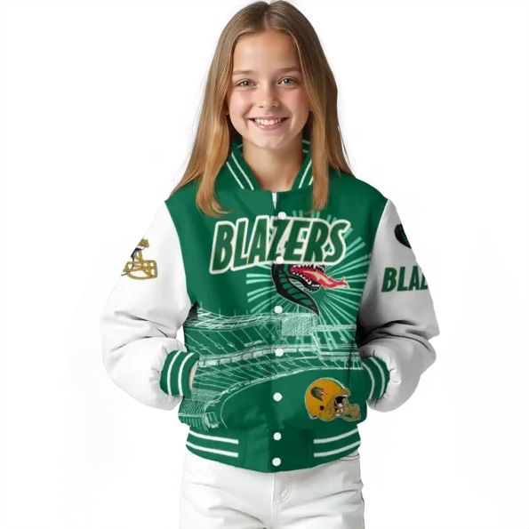 custom uab blazers ferris arena green white varsity jacket top rated.webp