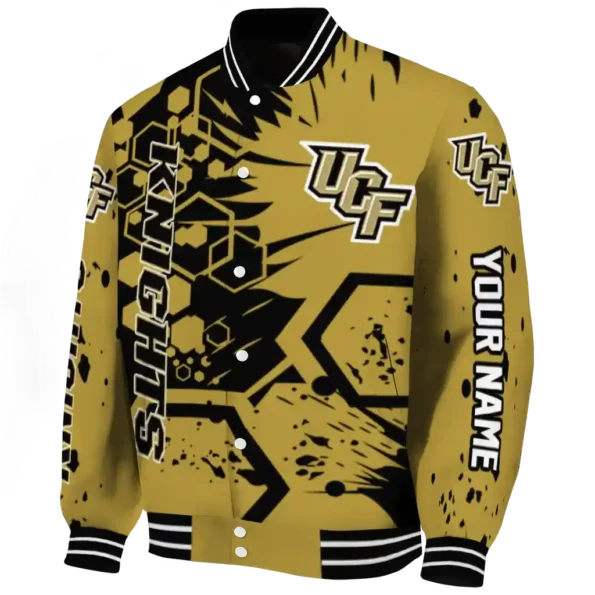 custom ucf knights hexagon cluster gold black varsity jacket best selling.webp
