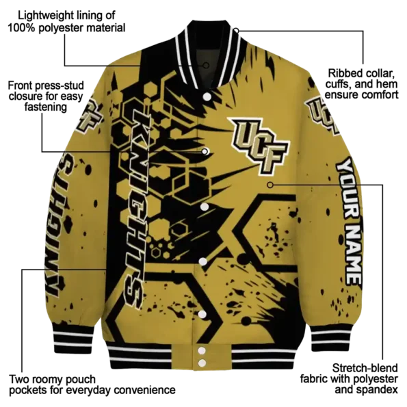 custom ucf knights hexagon cluster gold black varsity jacket new arrival.webp