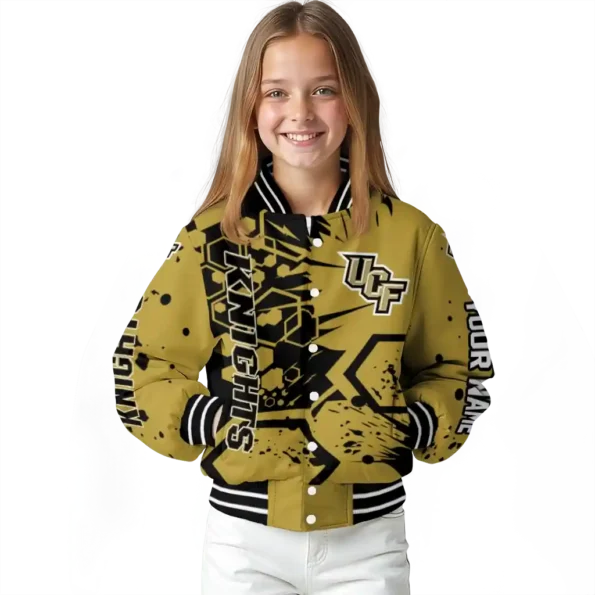 custom ucf knights hexagon cluster gold black varsity jacket top rated.webp
