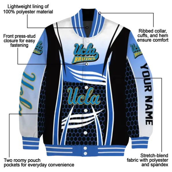 custom ucla bruins mesh effect blue black varsity jacket new arrival.webp