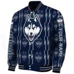 custom uconn huskies bolt stripe blue varsity jacket best selling.webp