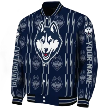 custom uconn huskies bolt stripe blue varsity jacket best selling.webp