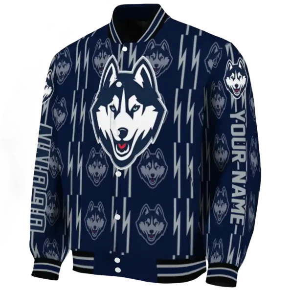 custom uconn huskies bolt stripe blue varsity jacket best selling.webp
