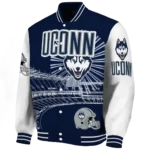 custom uconn huskies ferris arena blue white varsity jacket best selling.webp