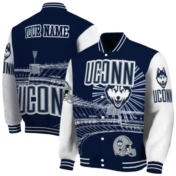 custom uconn huskies ferris arena blue white varsity jacket fashion forward.webp