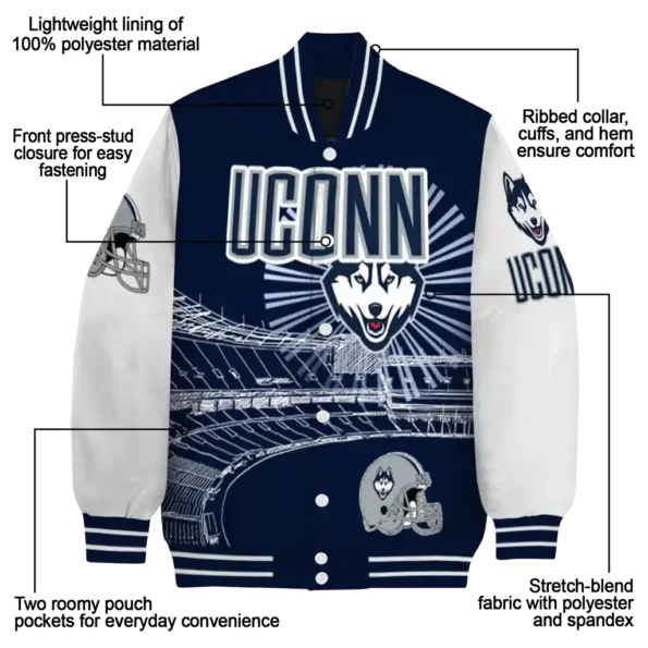 custom uconn huskies ferris arena blue white varsity jacket new arrival.webp