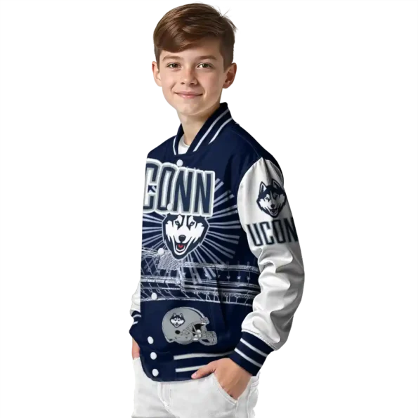 custom uconn huskies ferris arena blue white varsity jacket trendy.webp