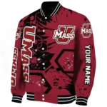 custom umass minutemen hexagon cluster red black varsity jacket best selling.webp