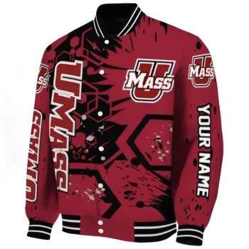 custom umass minutemen hexagon cluster red black varsity jacket best selling.webp