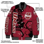 custom umass minutemen hexagon cluster red black varsity jacket best selling.webp
