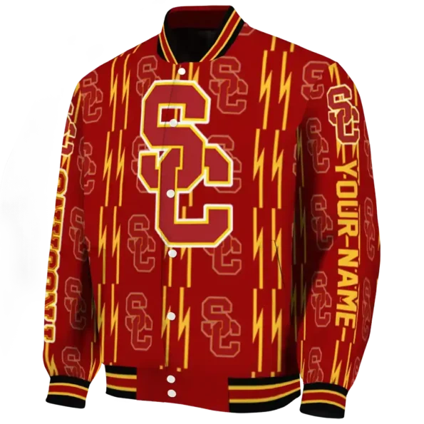 custom usc trojans bolt stripe red varsity jacket best selling.webp