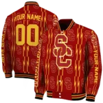 custom usc trojans bolt stripe red varsity jacket best selling.webp