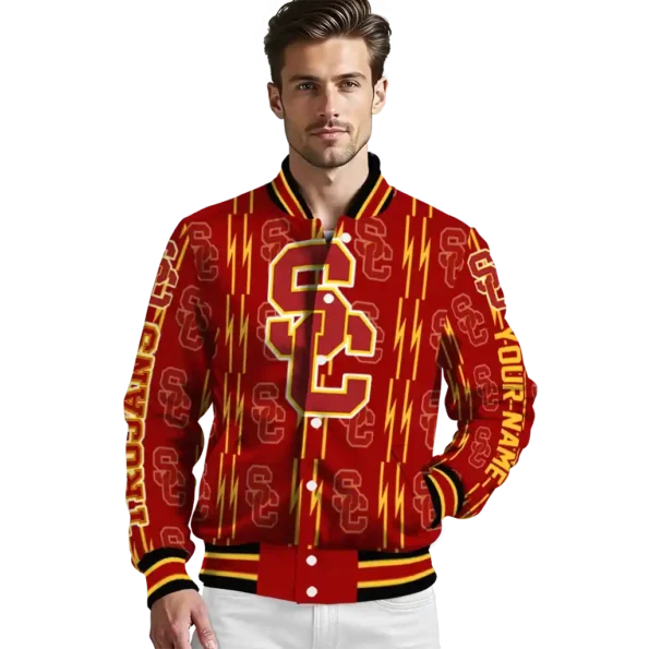 custom usc trojans bolt stripe red varsity jacket high quality.webp