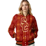 custom usc trojans bolt stripe red varsity jacket best selling.webp