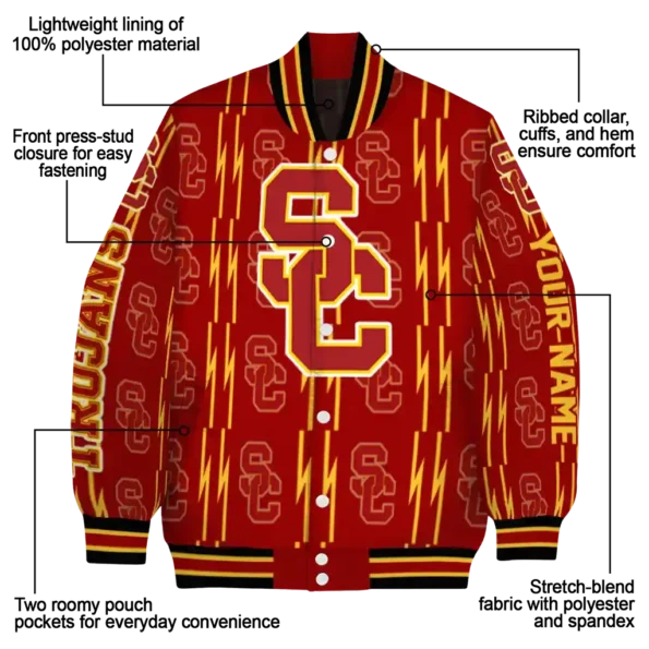 custom usc trojans bolt stripe red varsity jacket new arrival.webp