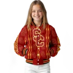 custom usc trojans bolt stripe red varsity jacket best selling.webp