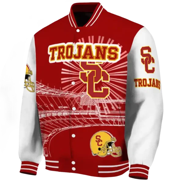 custom usc trojans ferris arena red white varsity jacket best selling.webp