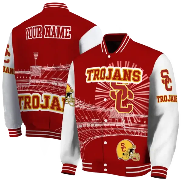 custom usc trojans ferris arena red white varsity jacket fashion forward.webp
