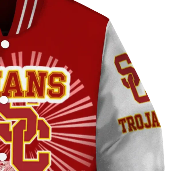 custom usc trojans ferris arena red white varsity jacket premium grade.webp