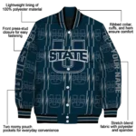 custom utah state aggies bolt stripe navy varsity jacket best selling.webp