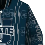 custom utah state aggies bolt stripe navy varsity jacket best selling.webp