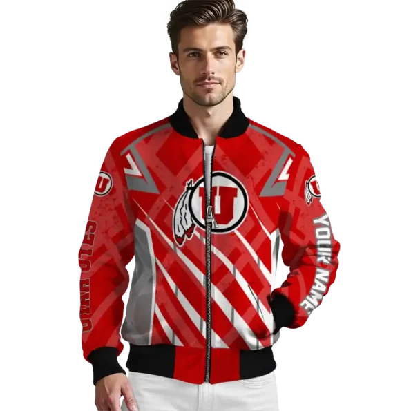 custom utah utes chevron angles red bomber jacket high quality