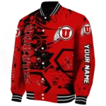 custom utah utes hexagon cluster red black varsity jacket best selling.webp