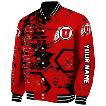 custom utah utes hexagon cluster red black varsity jacket best selling.webp