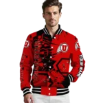 custom utah utes hexagon cluster red black varsity jacket best selling.webp