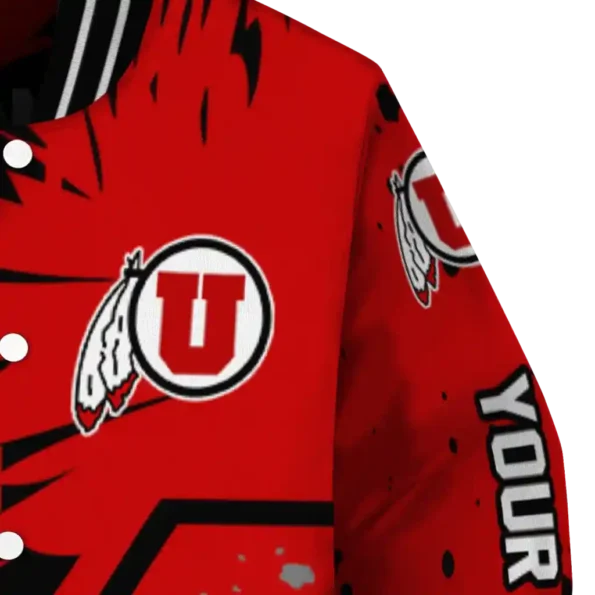 custom utah utes hexagon cluster red black varsity jacket premium grade.webp