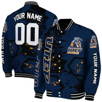 custom utep miners hexagon cluster blue black varsity jacket fashion forward.webp