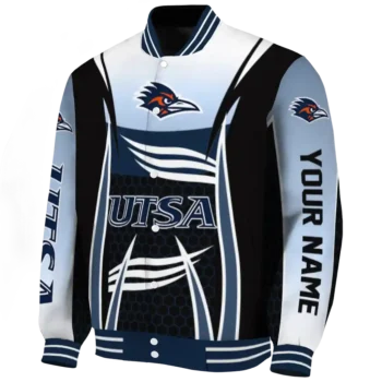 custom utsa roadrunners mesh effect orange black varsity jacket best selling.webp
