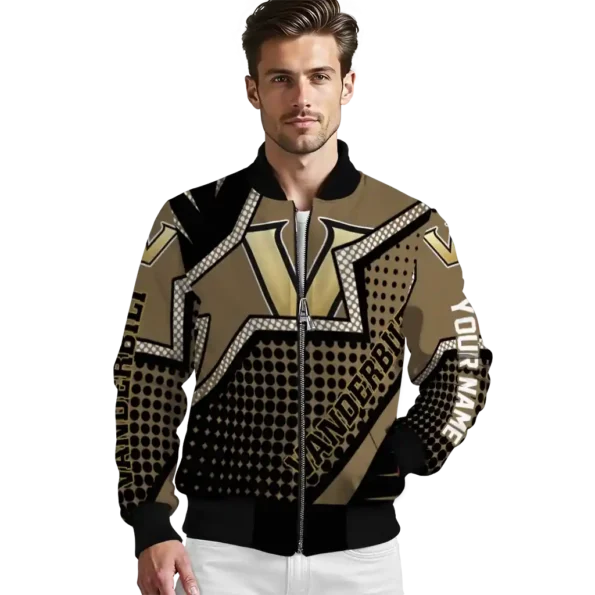 custom vanderbilt commodores star burst black bomber jacket high quality