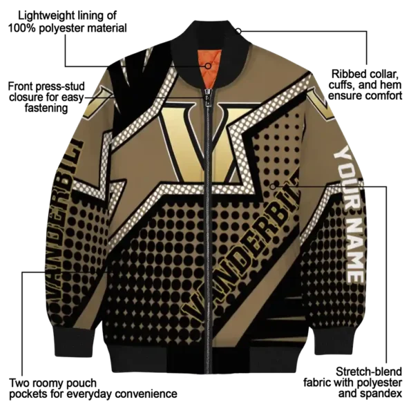 custom vanderbilt commodores star burst black bomber jacket new arrival