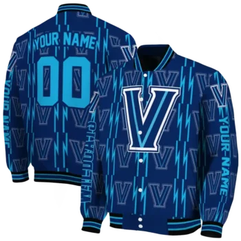 custom villanova wildcats bolt stripe navy varsity jacket fashion forward.webp