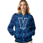 custom villanova wildcats bolt stripe navy varsity jacket best selling.webp