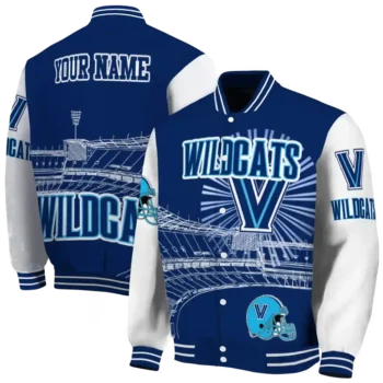 custom villanova wildcats ferris arena navy white varsity jacket fashion forward.webp