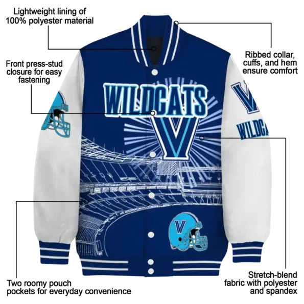 custom villanova wildcats ferris arena navy white varsity jacket new arrival.webp